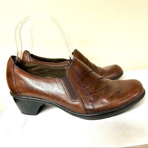 CLARKS Partridge Brown Leather Slip On Loafers Shoes Women's US 6.5
